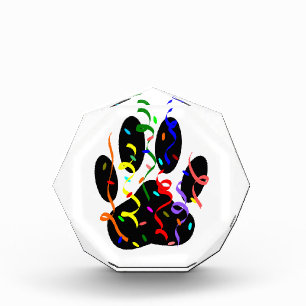 Dog Paw Print With Confetti And Streamer Award