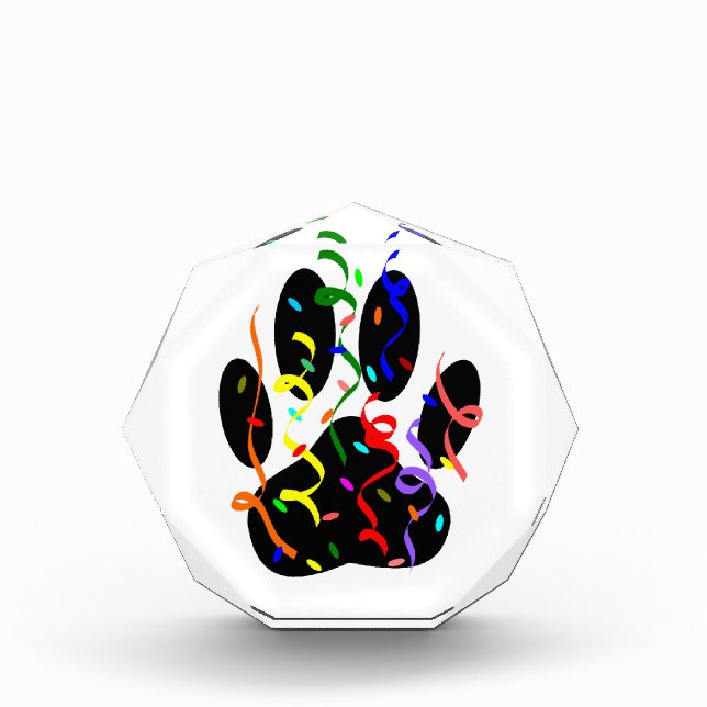 Dog Paw Print With Confetti And Streamer Award (Front)