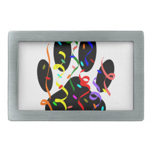 Dog Paw Print With Confetti And Streamer Belt Buckle