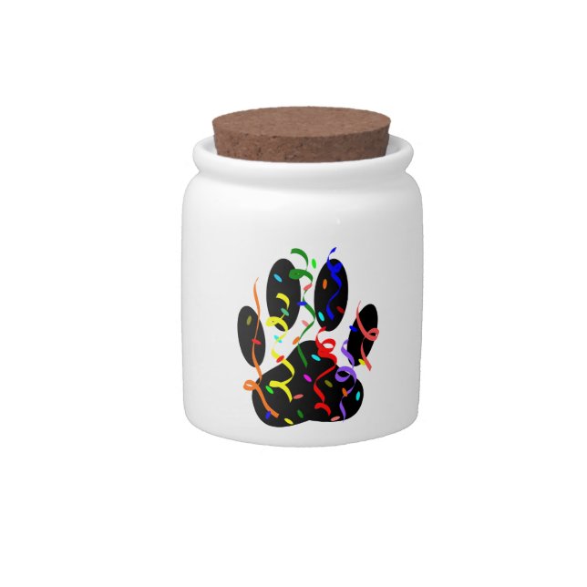 Dog Paw Print With Confetti And Streamer Candy Jar (Front)
