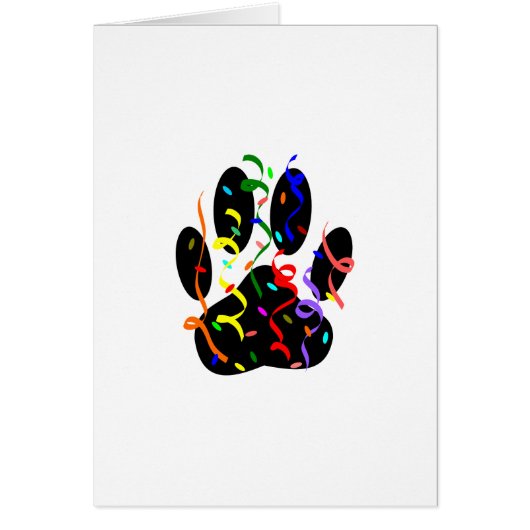 Dog Paw Print With Confetti And Streamer Cards (Front)