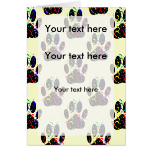 Dog Paw Print With Confetti And Streamer Cards