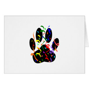 Dog Paw Print With Confetti And Streamer Cards