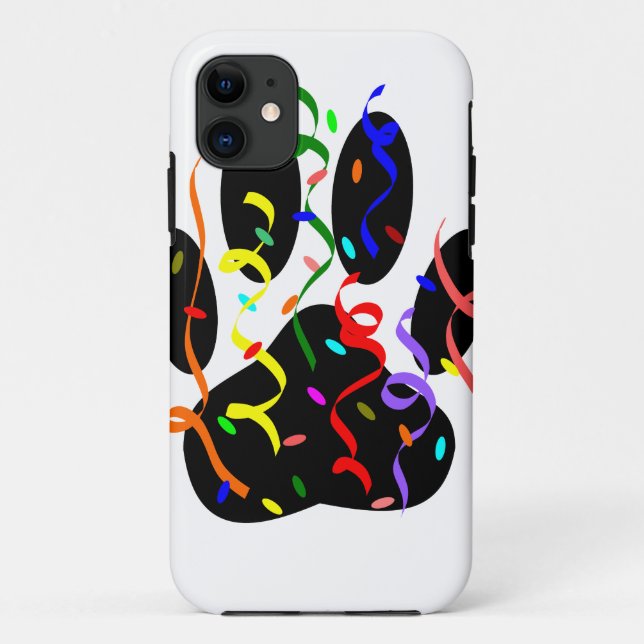 Dog Paw Print With Confetti And Streamer Case-Mate iPhone Case (Back)
