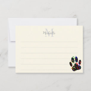 Dog Paw Print With Confetti And Streamer Cream Note Card