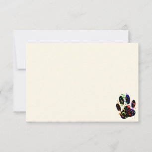 Dog Paw Print With Confetti And Streamer Cream Note Card