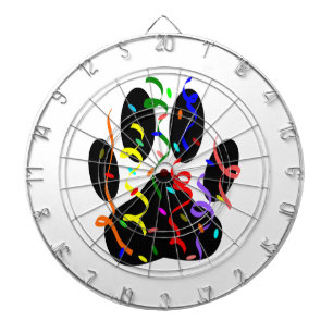 Dog Paw Print With Confetti And Streamer Dartboard With Darts