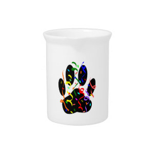 Dog Paw Print With Confetti And Streamer Drink Pitcher