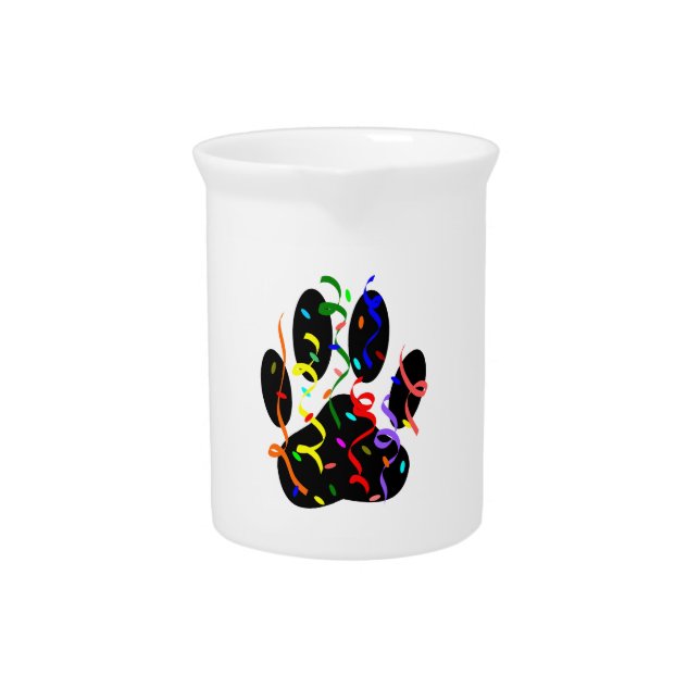 Dog Paw Print With Confetti And Streamer Drink Pitcher (Front)