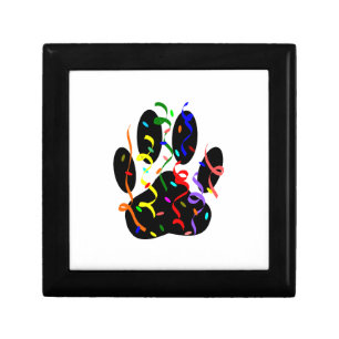Dog Paw Print With Confetti And Streamer Jewelry Box