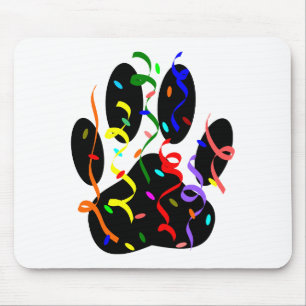 Dog Paw Print With Confetti And Streamer Mouse Pad
