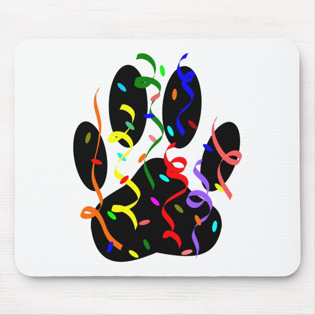 Dog Paw Print With Confetti And Streamer Mouse Pad (Front)