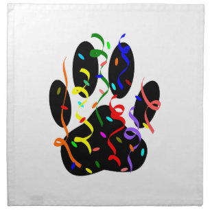 Dog Paw Print With Confetti And Streamer Napkin