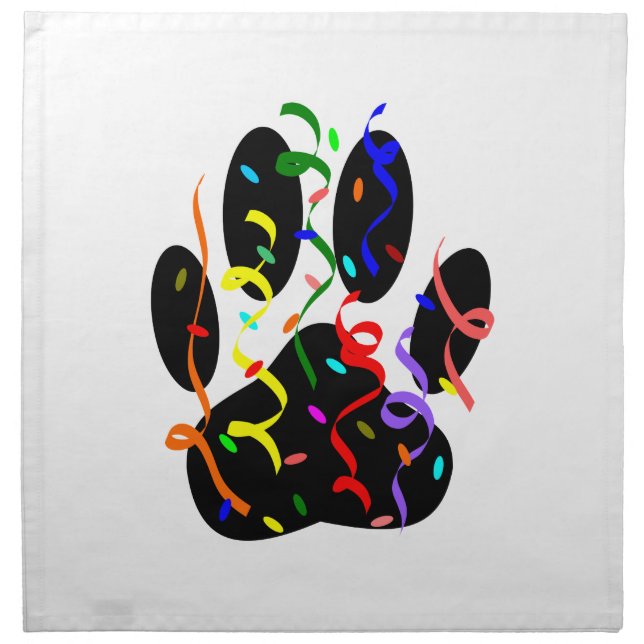 Dog Paw Print With Confetti And Streamer Napkin (Front)
