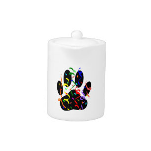 Dog Paw Print With Confetti And Streamer Teapot