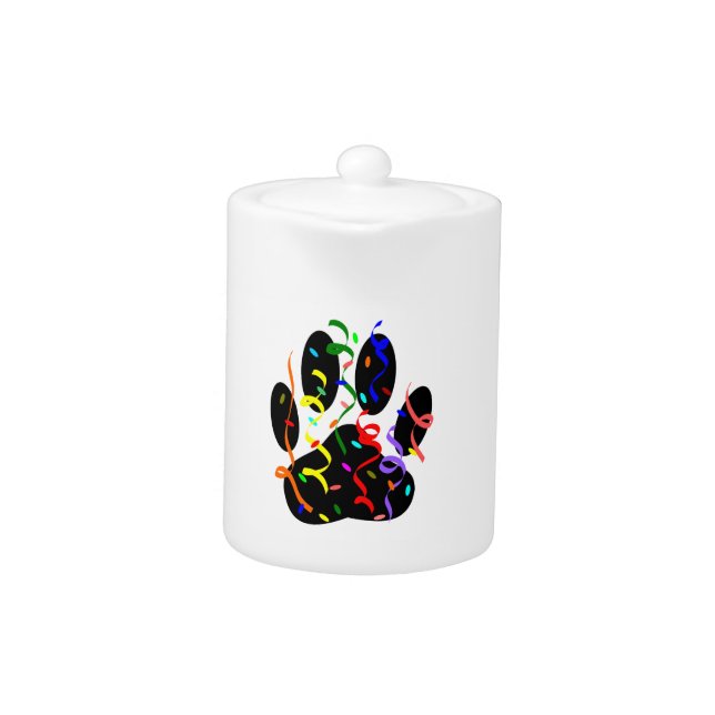Dog Paw Print With Confetti And Streamer Teapot (Front)
