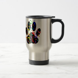 Dog Paw Print With Confetti And Streamer Travel Mug