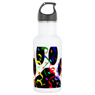 Dog Paw Print With Confetti And Streamer Water Bottle