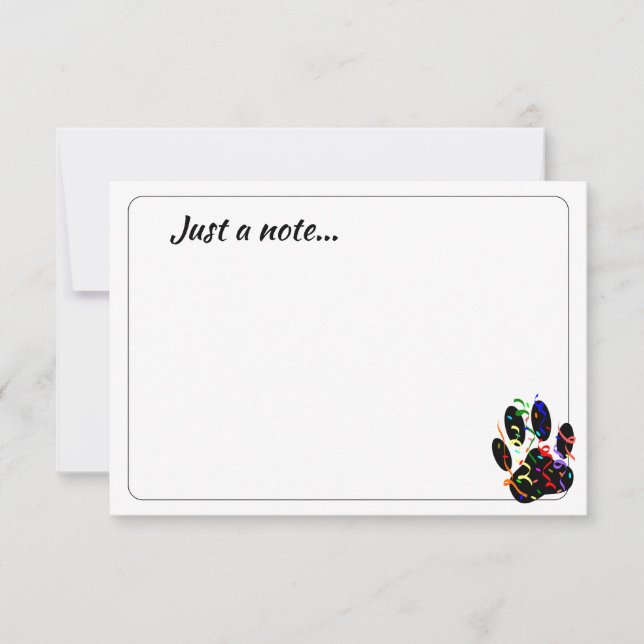 Dog Paw Print With Confetti Streamer Just a Note (Front)