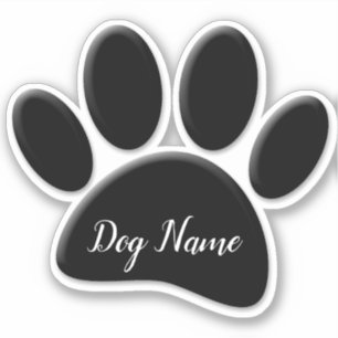 Dog Paw Print With Custom Doggie Name Sticker
