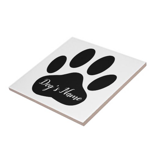 Dog Paw Print With Custom Name Ceramic Tile | Zazzle