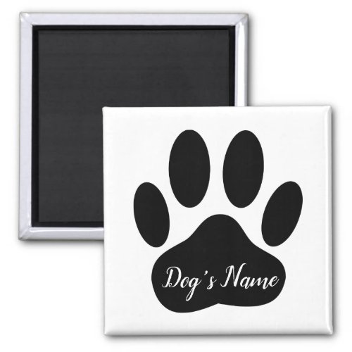 Dog Paw Print With Custom Name Ceramic Tile Magnet