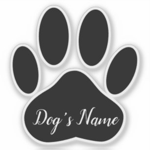 Dog Paw Print With Custom Name Personalized Sticker