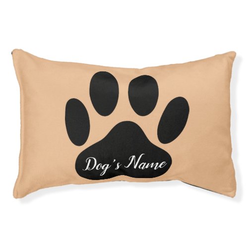 Dog Paw Print With Custom Name Pet Bed