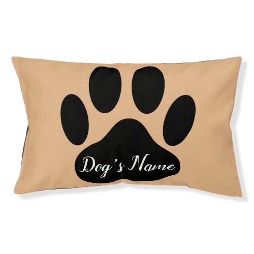 Dog Paw Print With Custom Name Pet Bed