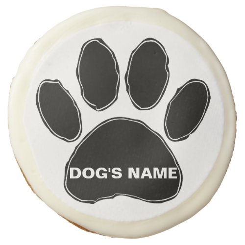 Dog Paw Print With Custom Name Sugar Cookie