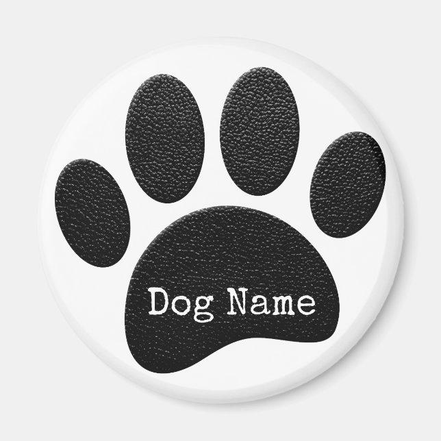 Dog Paw Print With Custom Typewriter Name Magnet (Front)