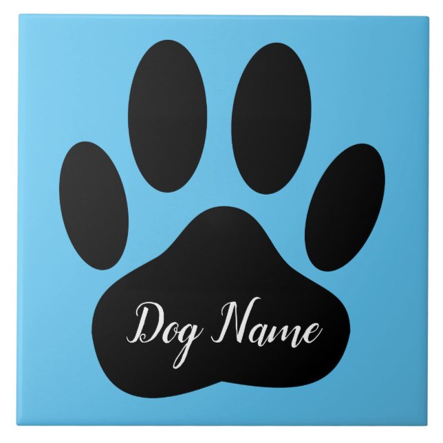 Dog Paw Print With Editable Name Ceramic Tile (Front)