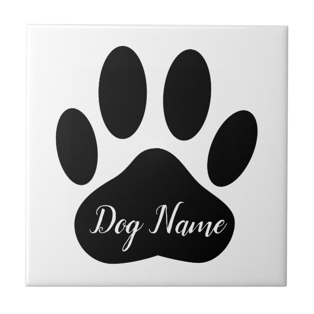 Dog Paw Print With Editable Name Ceramic Tile (Front)
