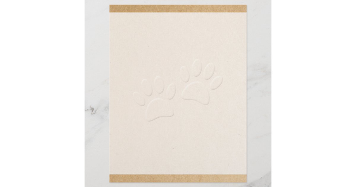 Dog Paw Print With Embossed Effect Letterhead Zazzle