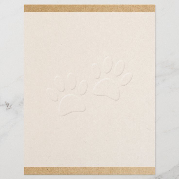 Dog Paw Print With Embossed Effect Letterhead Zazzle