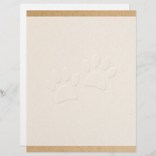 Dog Paw Print With Embossed Effect Letterhead Zazzle
