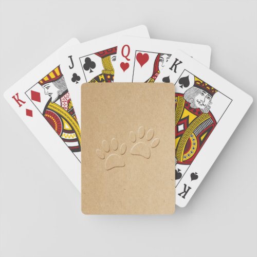 Dog Paw Print With Embossed Effect Poker Cards