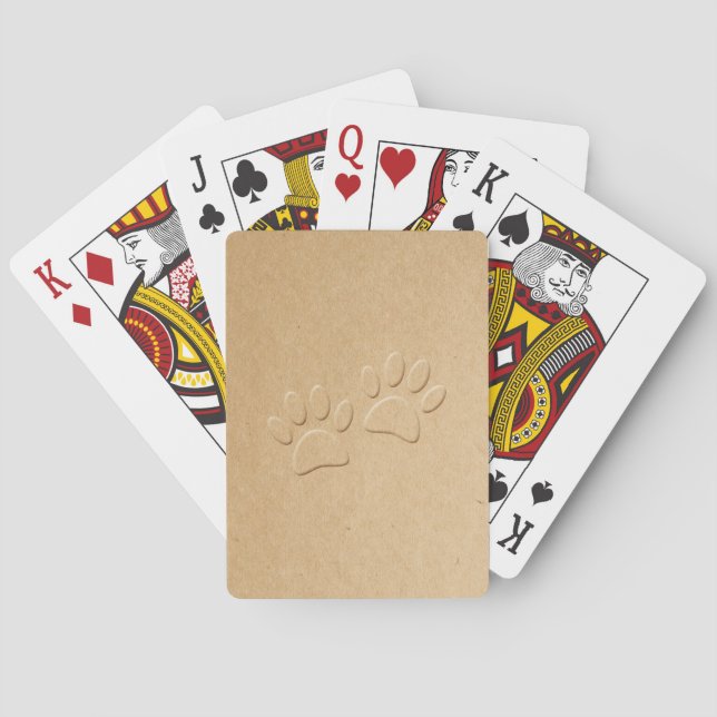 Dog Paw Print With Embossed Effect Poker Cards (Back)