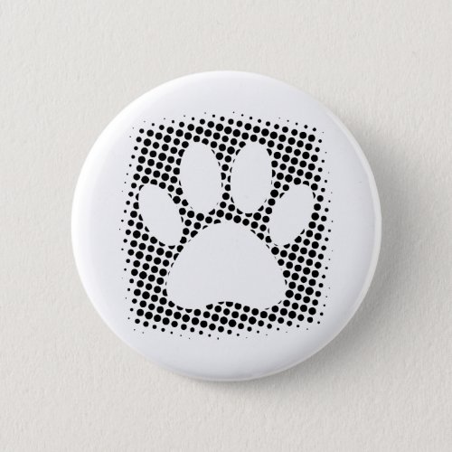 Dog Paw Print With Halftone Background Button