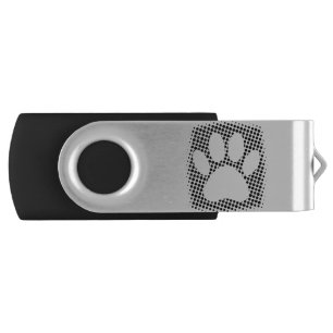 Dog Paw Print With Halftone Background Flash Drive
