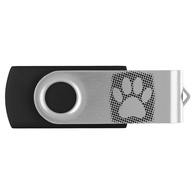 Dog Paw Print With Halftone Background Flash Drive (Front)