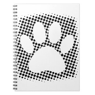 Dog Paw Print With Halftone Background Notebook