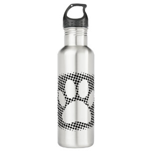 Dog Paw Print With Halftone Background Stainless Steel Water Bottle