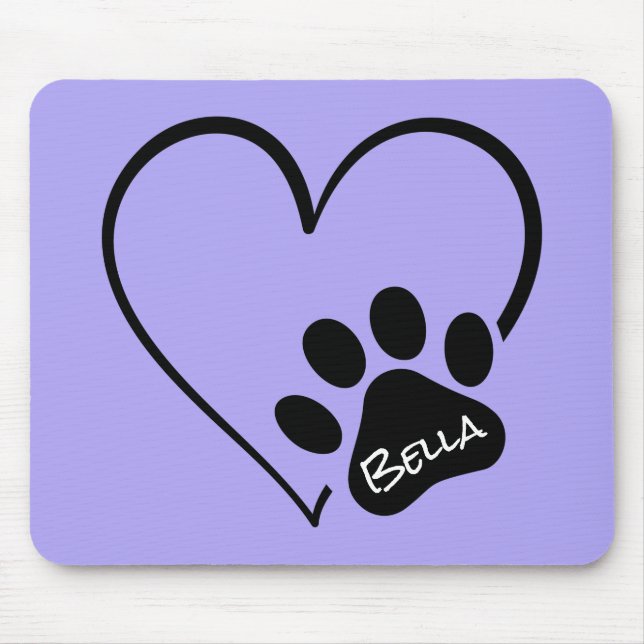 Dog Paw Print with Heart Mouse Pad (Front)