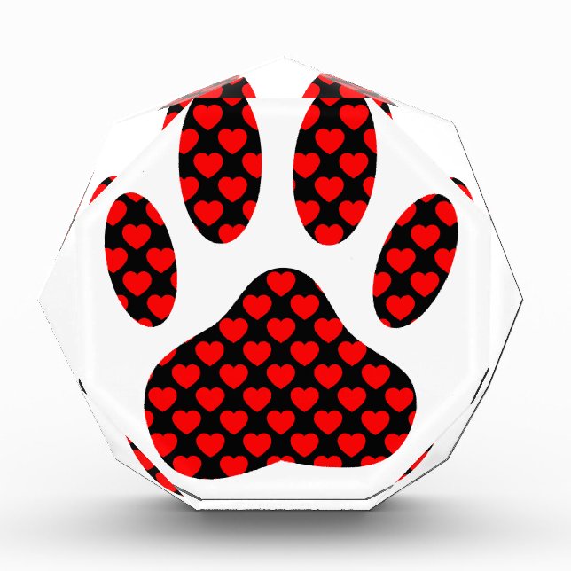 Dog Paw Print With Hearts Award (Front)