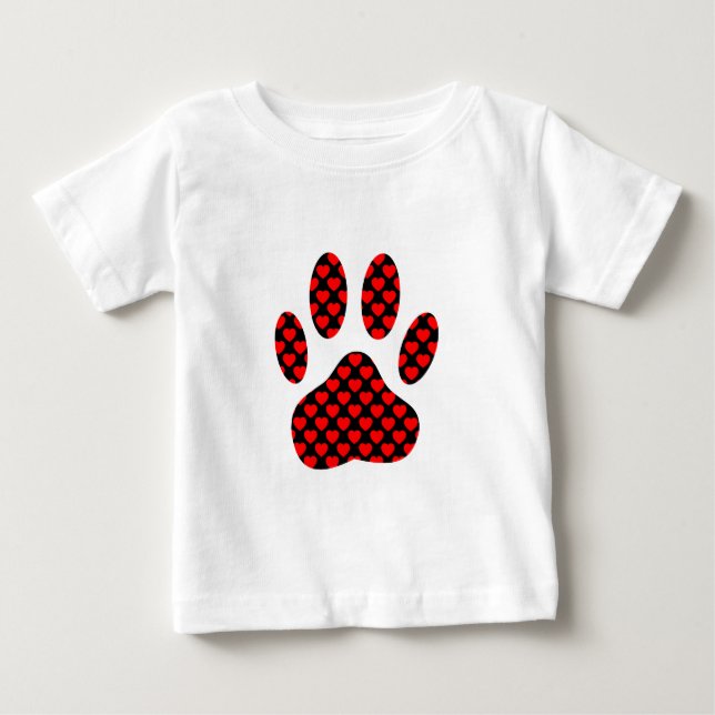 Dog Paw Print With Hearts Baby T-Shirt (Front)