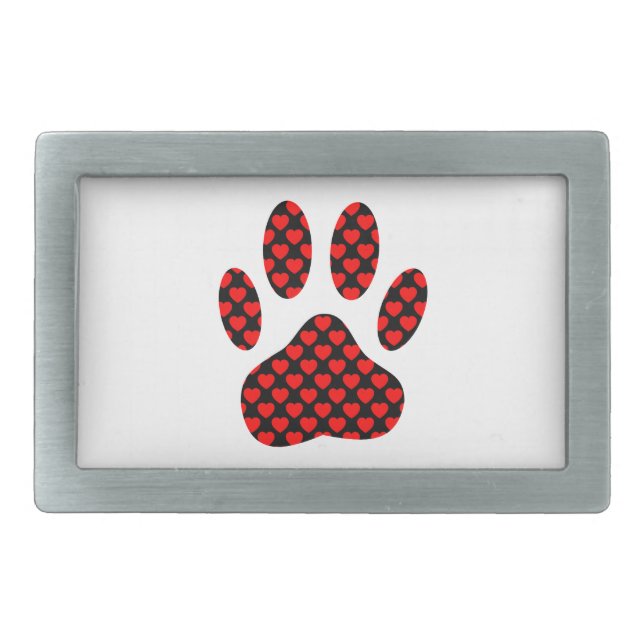 Dog Paw Print With Hearts Belt Buckle (Front)