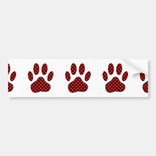 Dog Paw Print With Hearts Bumper Sticker