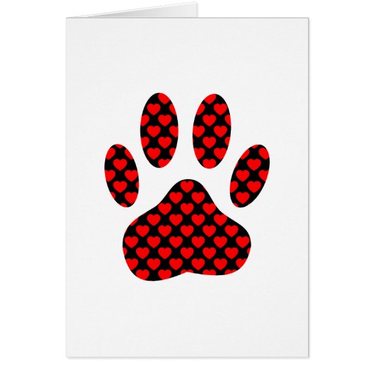 Dog Paw Print With Hearts Cards (Front)