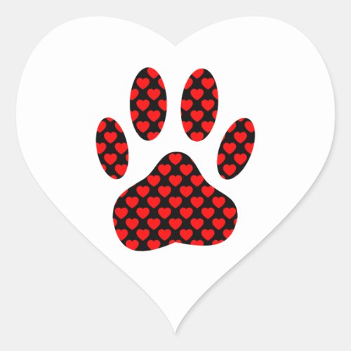 Dog Paw Print With Hearts Heart Sticker